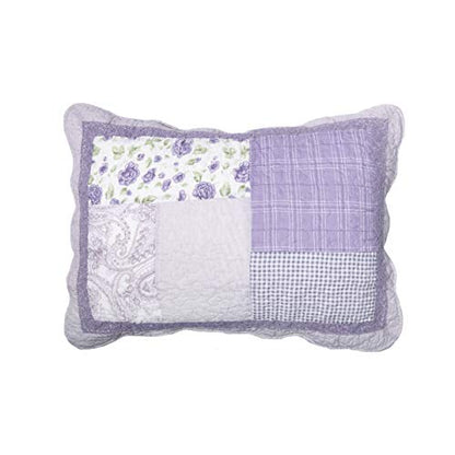  Twin Bedding Set - 2 Piece - Lavender Rose Cotton Contemporary Quilt Set With Twin Quilt And One Standard Pillow Sham - Machine Washable