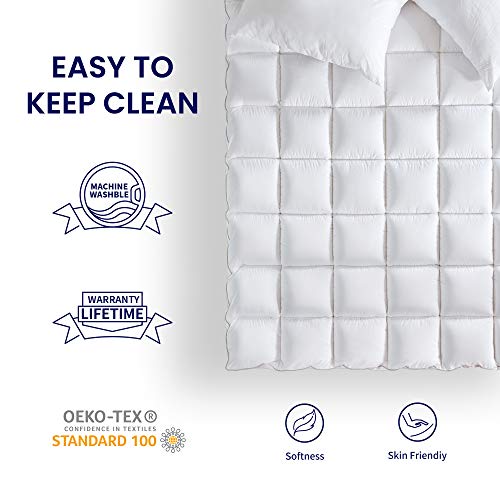  Twin Size Cotton Mattress Pad, Machine Washable Mattress Protector Cover, Soft Cotton Top Cooling Mattress Topper Fits 8-21 Inch Deep Pocket, Twin