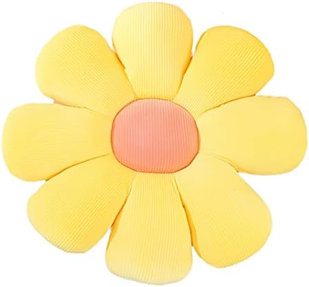  WYIKE Flower-Shaped Cute Pillow, Flower Cushion, Reading Pillow And Leisure And Comfortable Pillow, Car Cushion (Beige/Yellow, 40cm*40cm)