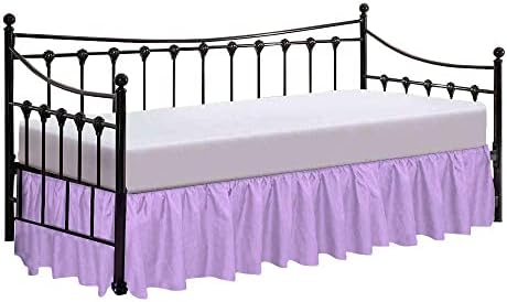  600 Thread Count Pure Cotton Daybed Skirt - 1 Piece Cotton Twin Size Dust Ruffle Daybed Skirt With Split Corners For Day Beds 15" Drop Length - Three Side Coverage ​- Burgundy