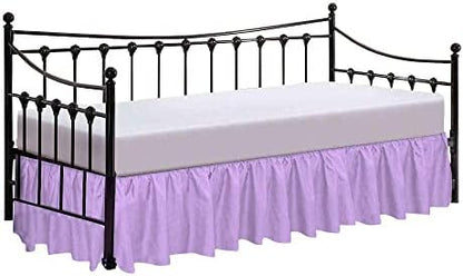  600 Thread Count Pure Cotton Daybed Skirt - 1 Piece Cotton Twin Size Dust Ruffle Daybed Skirt With Split Corners For Day Beds 15" Drop Length - Three Side Coverage ​- Burgundy