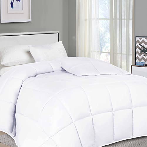  SUPERIOR Oversized All-Season Reversible Down Alternative Comforter, King, White