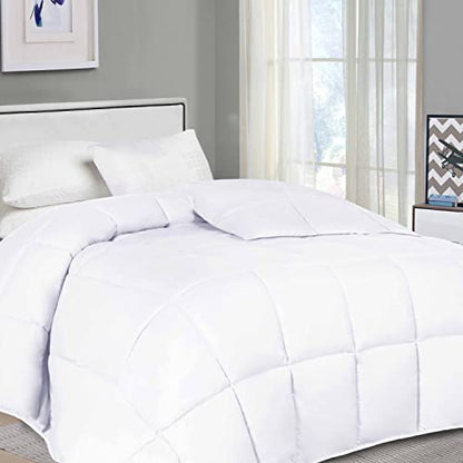  SUPERIOR Oversized All-Season Reversible Down Alternative Comforter, King, White
