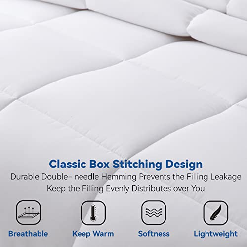  Johalaide Bedding Twin Comforter Duvet Insert, Quilted White Down Alternative Comforter With Ultra-Soft Brushed Fabric,All Season Comforter With 8 Tabs