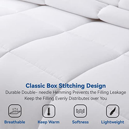 Johalaide Bedding Twin Comforter Duvet Insert, Quilted White Down Alternative Comforter With Ultra-Soft Brushed Fabric,All Season Comforter With 8 Tabs
