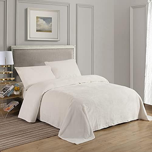  Cozy Fleece Comfort Collection Velvet Plush Sheet Set, Twin, Ivory, 1 Sheet Set