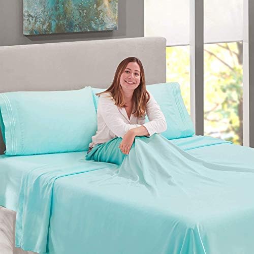  Clara Clark Premier 1800 Series 4pc Bed Sheet Set - Deep Pocket Bundle With UBER Comfort Set Of 4 Corner Adjustable Bed Sheet Straps Suspenders Grippers Fasteners (Silver Light Gray, King)