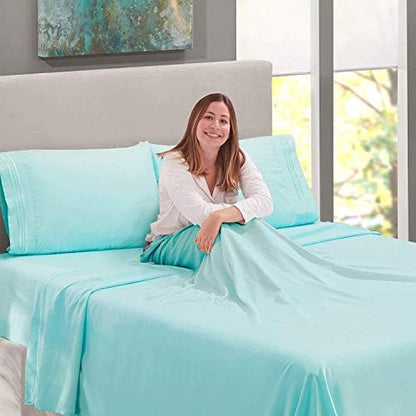  Clara Clark Premier 1800 Series 4pc Bed Sheet Set - Deep Pocket Bundle With UBER Comfort Set Of 4 Corner Adjustable Bed Sheet Straps Suspenders Grippers Fasteners (Silver Light Gray, King)