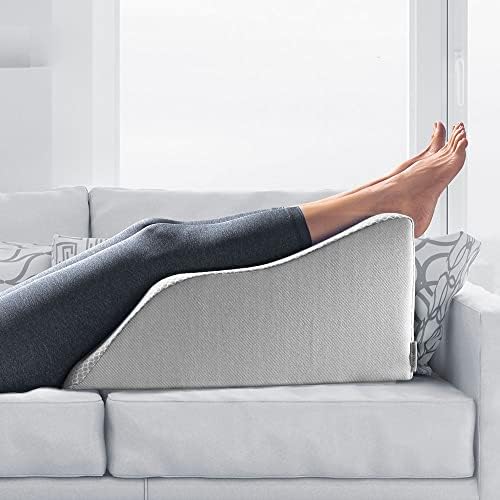  Lounge Doctor Elevating Leg Rest Pillow With Memory Foam, Uniquely Designed Incline Wedge For Vein Circulation, Leg Swelling, Lymphedema,Leg And Back Pain, Relaxation, Light Blue, 24" Wide, Medium