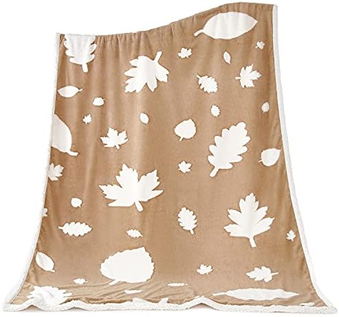  Fall Throw Blanket For Couch - 50x60 Burnt Orange - Soft Sherpa - Autumn Decorations For Home