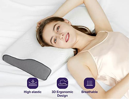  Foverhom Neck Pillow,Cervical Pillow For Neck Pain,Side Sleepers Pillow For Shoulder Pain,Wedge Pillow With Breathable Cover And Eye Mask,Memory Foam Travel Pillow Portable Packaging1Psc White