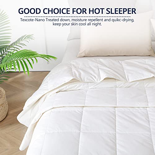  Down Blanket, Extra Lightweight Summer Comforter/Duvet Insert, Noiseless & Extra Soft, 400 Thread Count,King Size 106x90 Inches,12 Ounce Fill Weight, White……