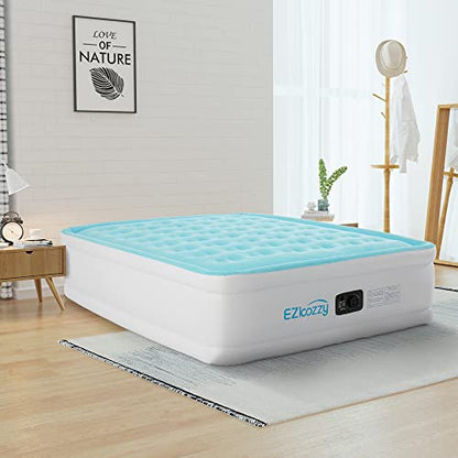  Air Mattress With Built-in Pump Raised Single Inflatable Bed-Puncture Resistant Airbed With Waterproof Flocked Top, Home & Portable Trave - Easy To Inflate/Quick Set UP (Twin)