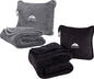  BlueHills Premium Soft Travel Blanket Pillow Value Pack Set Of 2 - Airplane Flight Blanket Throw In Soft Bag With Luggage Belt Compact Pack Large Blanket For Travel Grey And Black Color