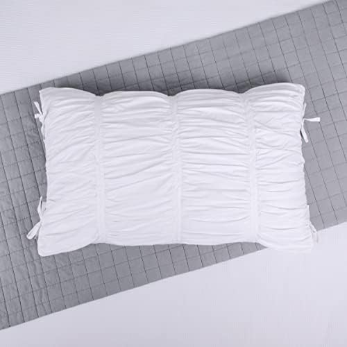 White Farmhouse Euro Shams Set Of 2 With All-Over Boho Crinkles 26x26 European Sham 100% Cotton Shabby Chic Traditional Bedroom Zipper Closure By JNG Kraftlab