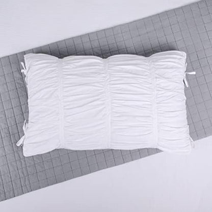  White Farmhouse Euro Shams Set Of 2 With All-Over Boho Crinkles 26x26 European Sham 100% Cotton Shabby Chic Traditional Bedroom Zipper Closure By JNG Kraftlab