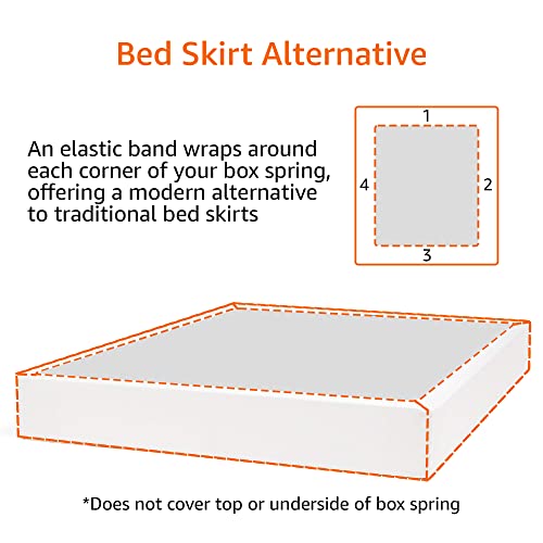 Amazon Basics X Spring Cover - Alternative To Bed Skirt, Elastic Polyester Fabric Wrap Around Band 4 Sides - Queen, Cream