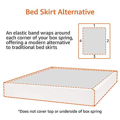 Amazon Basics X Spring Cover - Alternative To Bed Skirt, Elastic Polyester Fabric Wrap Around Band 4 Sides - Queen, Cream