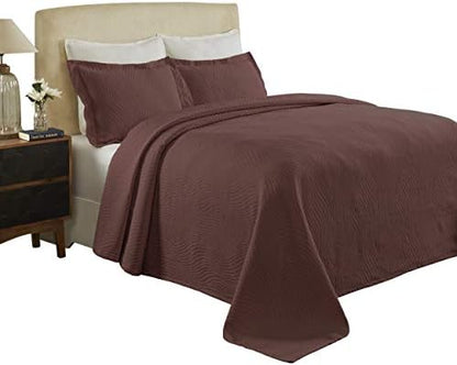  Cascade Cotton Jacquard Matelassé 3-Piece Bedspread Set