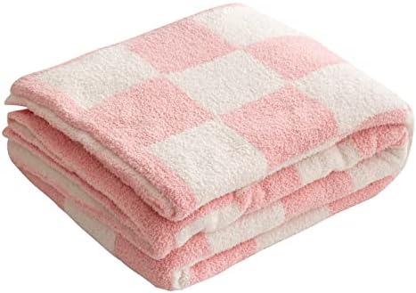 Throw Blanket With Checkerboard Plaid- Cozy Breathable All Seasons Soft Checkered Blanket Gingham Home Decor For Couch And Bed -Throw Size 51"x63",Light Khaki