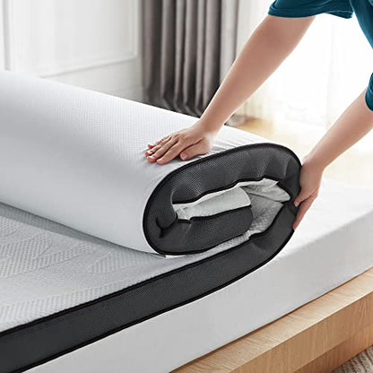  LINSY LIVING Full Mattresses Toppers 3 Inches, Gel Memory Foam Mattress Topper, Cooling Mattress Topper With Ventilated Design, Removable And Washable Cover, No-Slip Design, Bed Topper Full Size