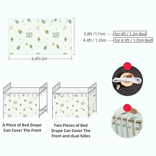  Bunk Bed Drapes For Bottom 2 Pcs/Set Lightproof Bed Canopies Curtain In Student Dormitory Bedroom Cute Lighttight Cloth (Cat&Star,3.8ft H)