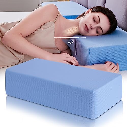  Cube Memory Foam Pillow For Side Sleepers (24"x12"x5" Medium Support), Thick Bed Pillow For Sleeping With Bamboo Cover, Rectangle Pillow For Neck And Shoulder Pain Relief - King, Queen, Square | White