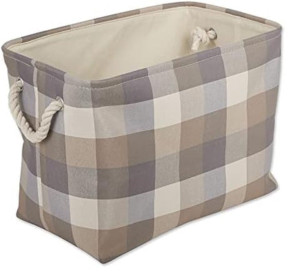  Buffalo Check Storage Collection Collapsible Bin With Handles, Medium Rectangle, 16x10x12, Red & Black