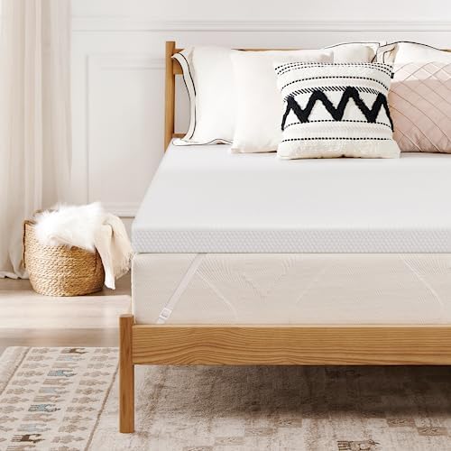  Z-HOM Queen Size Foam Mattress Topper, 3 Inch Gel Memory Foam Mattress Topper With Zippered Cotton Cover & Elastic Straps, Gel Infused Memory Foam Bed Topper Cooling Mattress Pad For Pressure Relief