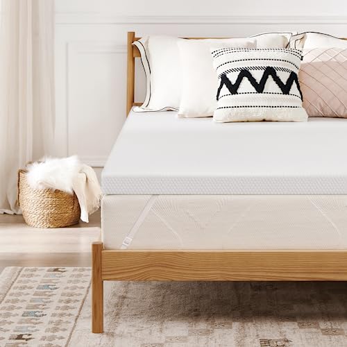  Z-HOM Queen Size Foam Mattress Topper, 3 Inch Gel Memory Foam Mattress Topper With Zippered Cotton Cover & Elastic Straps, Gel Infused Memory Foam Bed Topper Cooling Mattress Pad For Pressure Relief