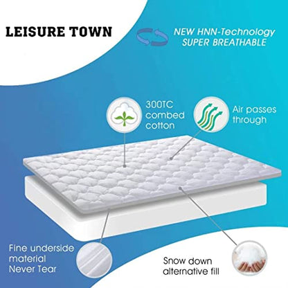  Queen Mattress Pad Cover Cooling Mattress Topper Cotton Top Pillow Top With Snow Down Alternative Fill (8-21 Inch Fitted Deep) Pocket