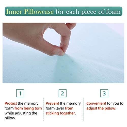  LOFE King Adjustable Memory Foam Pillow - 4 Heights From 1.2 To 4.8in, Cervical Pillow For Neck Pain Relief, Neck Support Pillow For Side Sleepers, Back/Stomach Sleepers, A Bamboo Cover, CertiPUR-US