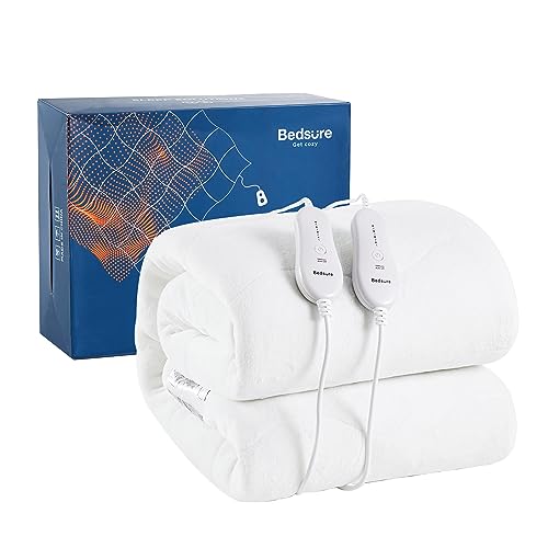  Bedsure Heated Mattress Pad Queen - Dual Controller Electric Mattress Pad Bed Warmer And 4 Heat Settings, Coral Fleece Bed Warmer With 10 Hour Timer Auto Shut Off (Queen, 60"x80")
