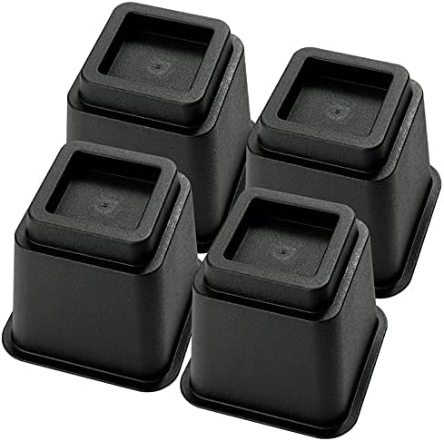  Lufia Bed Furniture Risers, 6 Inch Heavy Duty Bed Lifts Risers For Sofa, Table, Chair Or Desk, Set Of 4 Bed Lifts (6 Inch, Black)