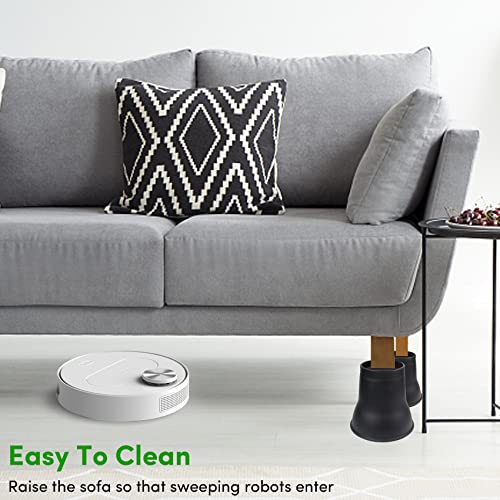  DEDU Bed Risers 6 Inch Heavy Duty 6 Pack, Furniture Risers With Caster Pads Supports Up To 6600 Lbs, Round Couch Risers For Sofas, Desk (Black)