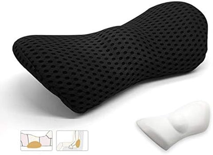  KOKYPLO Memory Foam Lumbar Support Back Cushion Pillow Balanced Firmness For Lower Back Pain Relief - Ideal Back Pillow For Office Chair,Car Seat, Recliner, Bed (Black)
