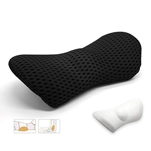  KOKYPLO Memory Foam Lumbar Support Back Cushion Pillow Balanced Firmness For Lower Back Pain Relief - Ideal Back Pillow For Office Chair,Car Seat, Recliner, Bed (Black)