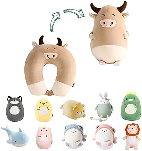  Stocaggio 2-in-1 Travel Pillow For Kids - Soft And Adorable Animals Plush That Converts Into A U-Shaped Neck Pillow For Ultimate Comfort During Airplane, Car, Train, Or Bus Trip - Unicorn