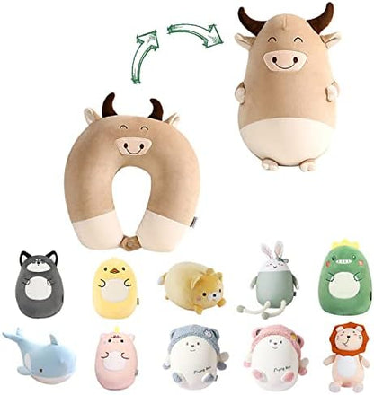 Stocaggio 2-in-1 Travel Pillow For Kids - Soft And Adorable Animals Plush That Converts Into A U-Shaped Neck Pillow For Ultimate Comfort During Airplane, Car, Train, Or Bus Trip - Unicorn