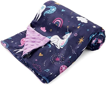  Bayceen Unicorn Print Minky Baby Purple Blanket For Girls, Double Layer Silky Soft Micro Fleece Baby Boy Blanket With Dotted Backing, Unicorn, 30x40'' BY003
