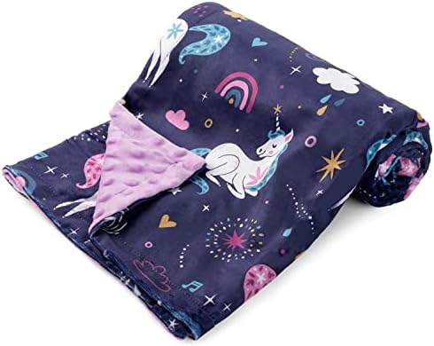  Bayceen Unicorn Print Minky Baby Purple Blanket For Girls, Double Layer Silky Soft Micro Fleece Baby Boy Blanket With Dotted Backing, Unicorn, 30x40'' BY003
