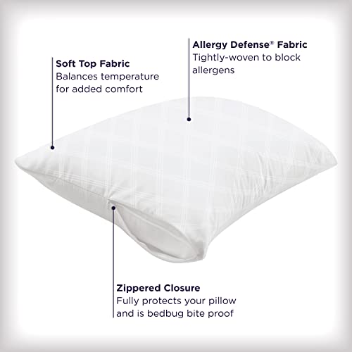  Breathable, Zippered Pillow Protector, Standard/Queen – 2 Pack