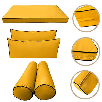  |SLIPCOVER ONLY|S1 Outdoor Daybed Mattress Bolster Backrest Cushion Covers Contrast Trim Twin AD108