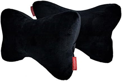  Bookishbunny 2 Packs Dog Bone Shaped Travel Neck Memory Foam Pillows With Removable Velvet Cover For Car Bus Truck Driving Comfort Head Rest Support (Blue)