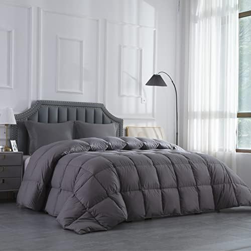  Feather And Down Comforter, Oversized King Comforter 120 X 120, White Extra Large Duvet Insert For All Season, 100% Cotton Cover Down Proof With Corner Tabs