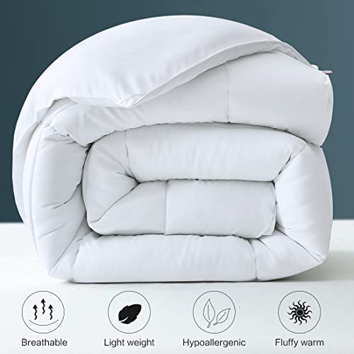 Comforter Queen Size White All Season Reversible Down Alternative Duvet Insert With Corner Tabs - Quality Winter Warm Soft Comforter (White,Queen,88"x88")