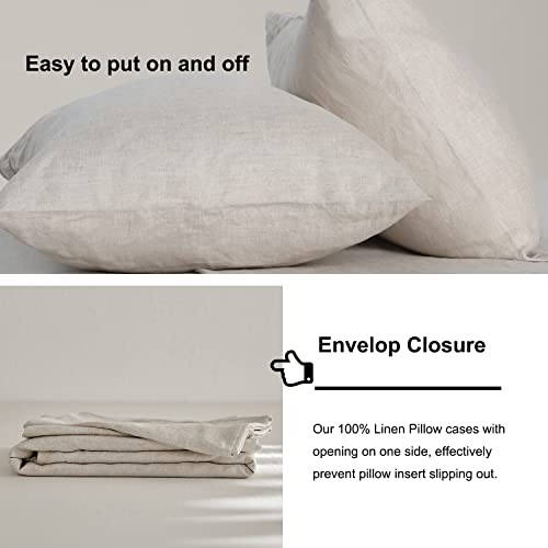 TOSMO Linen Duvet Cover Set, 100% French Flax Natural Linen Bedding 3pcs Set, Soft Breathablefor Hot Sleepers 1 Duvet Cover And 2 Pillowcases(Natural Linen, King)
