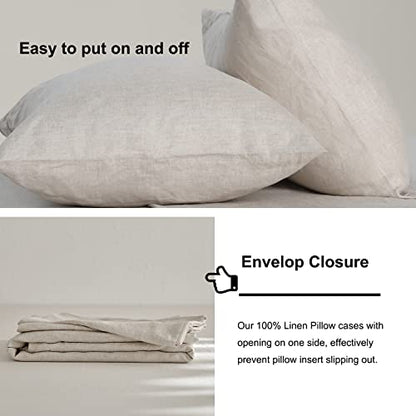  TOSMO Linen Duvet Cover Set, 100% French Flax Natural Linen Bedding 3pcs Set, Soft Breathablefor Hot Sleepers 1 Duvet Cover And 2 Pillowcases(Natural Linen, King)