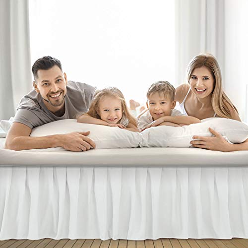 Ruffled Bed Skirt With Split Corners Three Side Coverage-Queen Size Dust Ruffles Bed Skirts 18 Inch Drop Expertise Tailored Fit Wrinkle Free Bed Skirt Dust Ruffle (Queen 18 Drop-White)