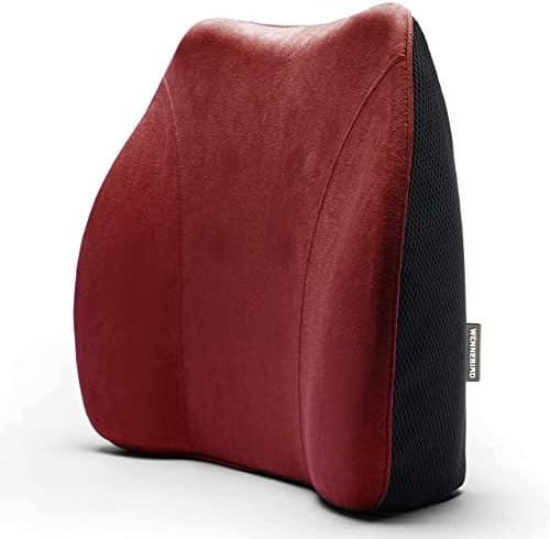  WENNEBIRD Model Q Lumbar Support Pillow - Patented Ergonomic Back Support For Lower Back Pain Relief For Office Chair, Car, Sofa, Plane, Couch, Recliner - Pink